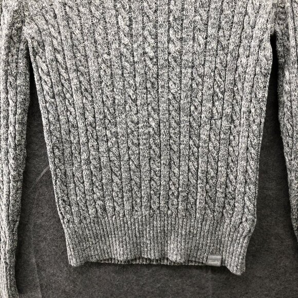 Superdry Cable Knit Sweater Womens XS Gray Crewneck Cotton Blend Heather - Picture 4 of 11